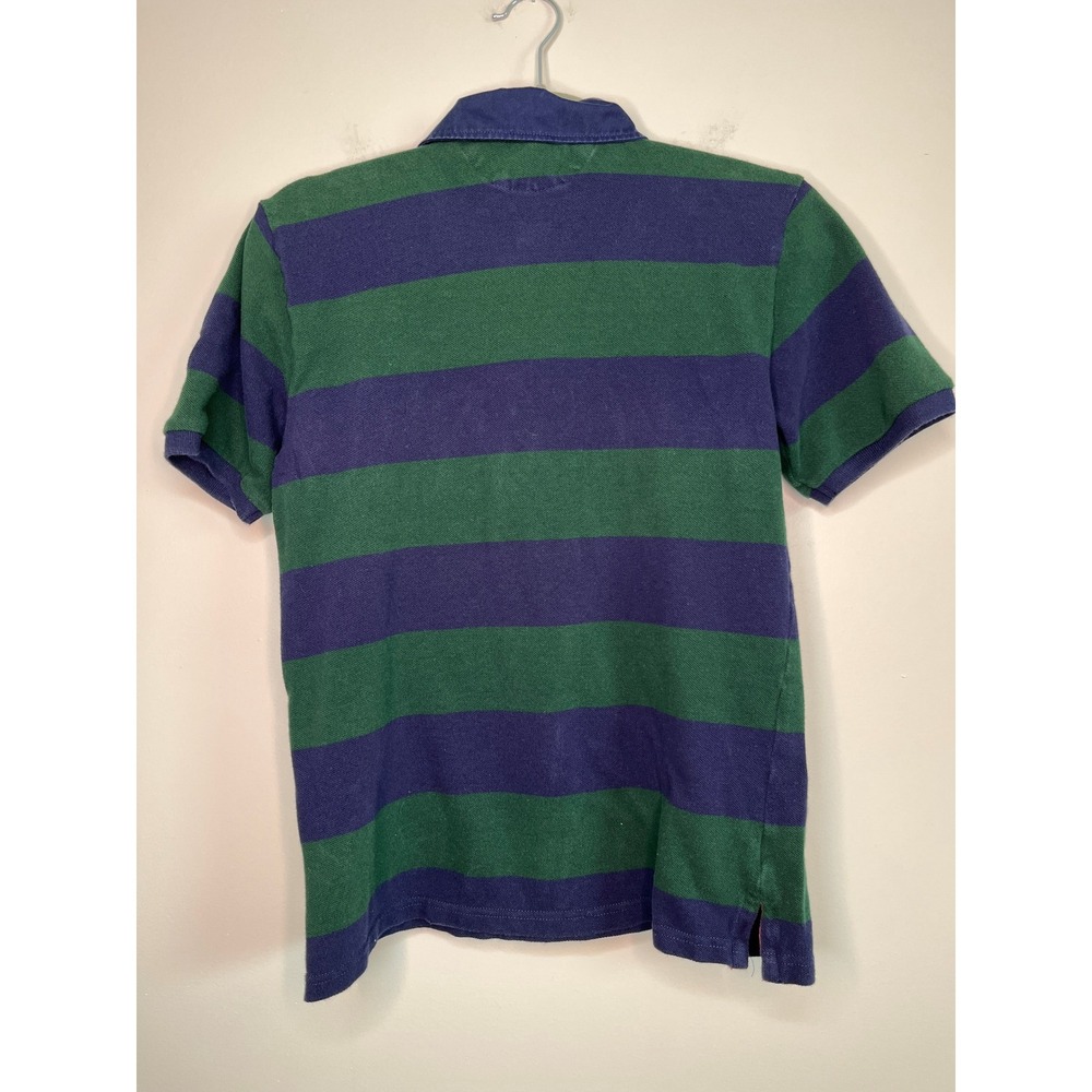 Polo Ralph Lauren Navy Blue Green Stripe Rugby Preppy Streetwear Shirt Boys M - Picture 5 of 5